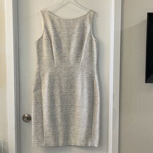 Lafayette 148 New York Textured Gray Midi Dress, Size 14